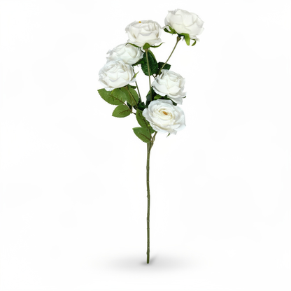 Crenguță Florală Artificială cu 6 Trandafiri 85 cm, Diverse Culori, cu Frunze Decorative Verzi, pentru Decor Interior - 2