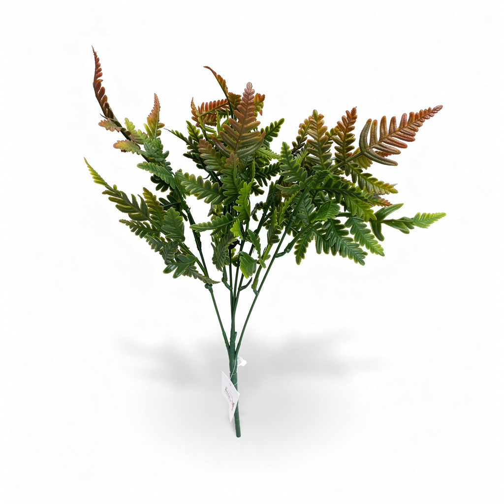 Buchet feriga artificiala, 35 cm, 3 culori, Ruyidecor - Verde-bronz