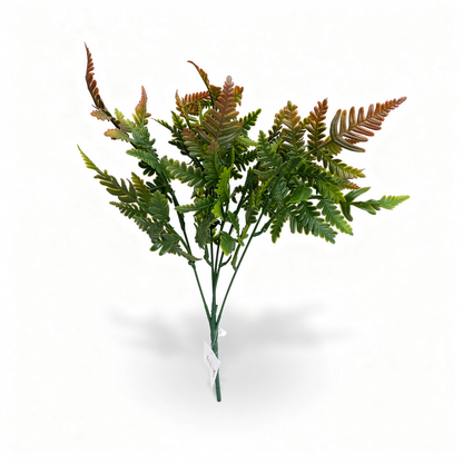 Buchet feriga artificiala, 35 cm, 3 culori, Ruyidecor - Verde-bronz