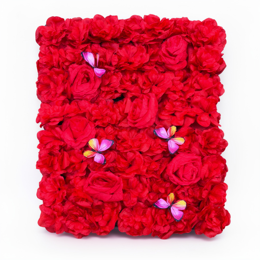 Panou decorativ cu flori artificiale și fluturi, diverse culori, 40x60 cm, 1 bucata - 1