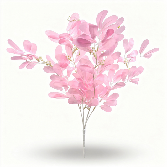 Buchet artificial cu frunze ovale roz, 45 cm, Ruyidecor