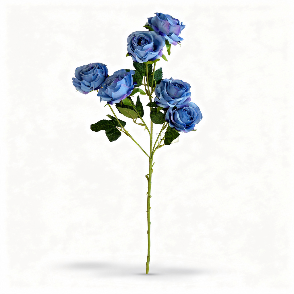 Crenguță Florală Artificială cu 6 Trandafiri 85 cm, Diverse Culori, cu Frunze Decorative Verzi, pentru Decor Interior - 8