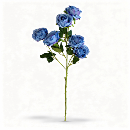Crenguță Florală Artificială cu 6 Trandafiri 85 cm, Diverse Culori, cu Frunze Decorative Verzi, pentru Decor Interior - 8