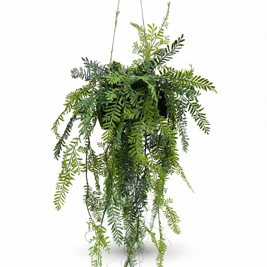 Planta artificiala suspendata tip feriga cu suport sferic, 90 cm, Ruyidecor