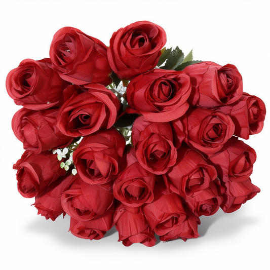 Buchet trandafiri artificiali, 24 flori, 45 cm, rosu, Ruyidecor