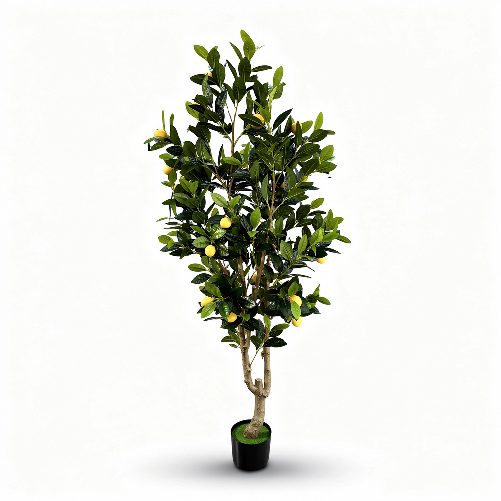 Copac artificial decorativ cu fructe galbene, ghiveci negru, 160 cm - Default Title