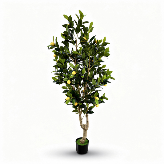 Copac artificial decorativ cu fructe galbene, ghiveci negru, 160 cm - Default Title