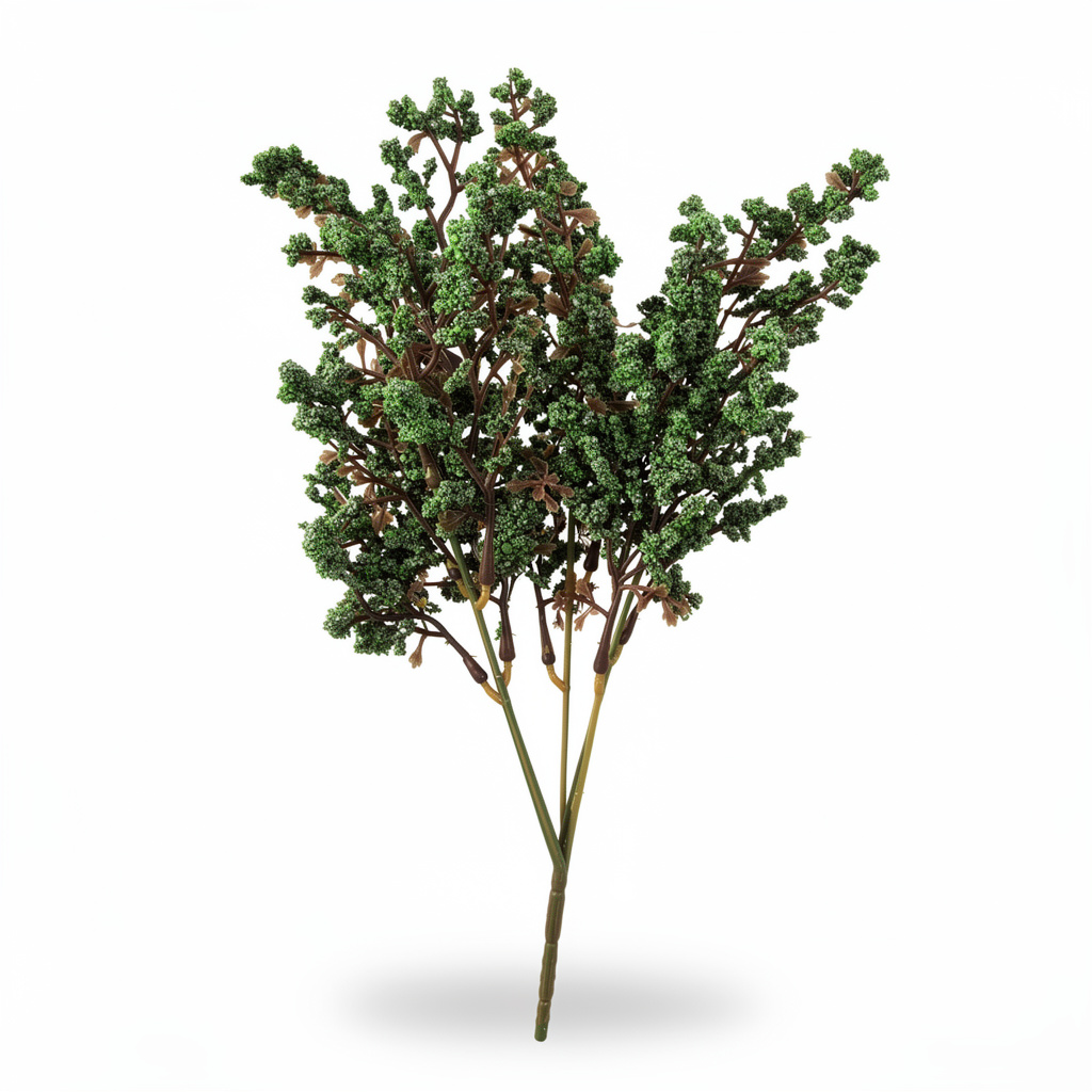 Buchet artificial decorativ cu flori fine, 35 cm, 4 culori, Ruyidecor - Verde