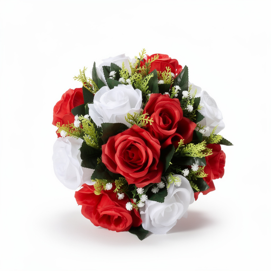 Aranjament floral decorativ cu trandafiri artificiali, 28 x 14 cm, diverse culori - 3