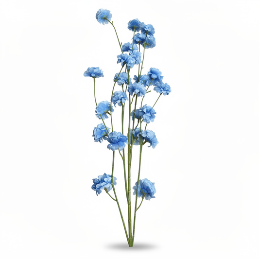 Floare artificiala cu tija, flori pompon, 75 cm, albastru deschis, Ruyidecor