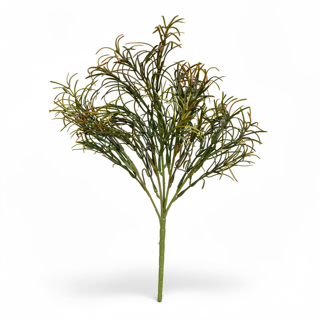 Buchet artificial cu frunze inguste decorative, 36 cm, 3 culori, Ruyidecor - Verde-bronz