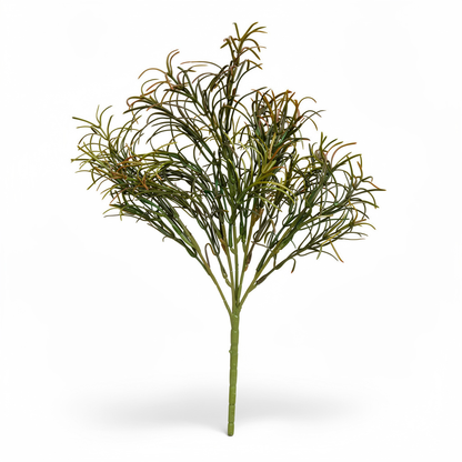 Buchet artificial cu frunze inguste decorative, 36 cm, 3 culori, Ruyidecor - Verde-bronz