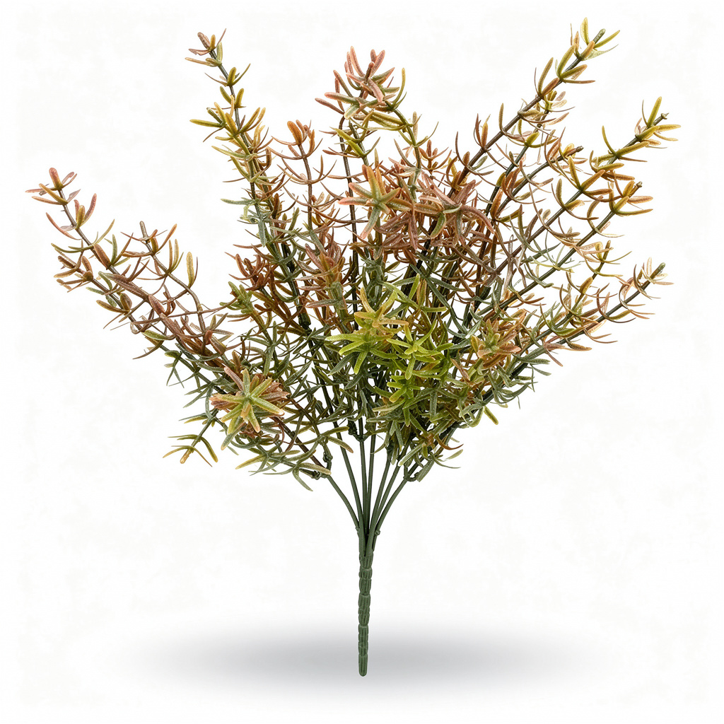 Buchet artificial cu ramuri fine decorative, 35 cm, 3 culori, Ruyidecor - Verde-bronz