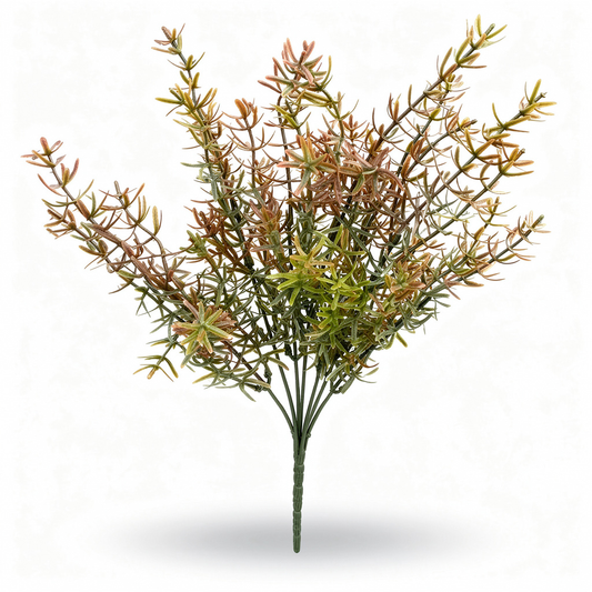 Buchet artificial cu ramuri fine decorative, 35 cm, 3 culori, Ruyidecor - Verde-bronz