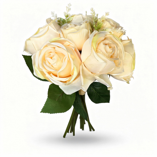 Buchet Floral Artificial cu 7 Trandafiri 55 cm, Diverse Culori, cu Frunze Decorative, pentru Decor Interior - 1