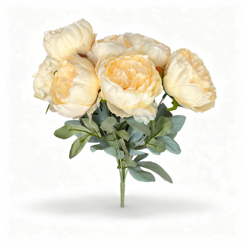 Floare Artificială Tip Bujor 45 cm, 7 Capete Florale - 11
