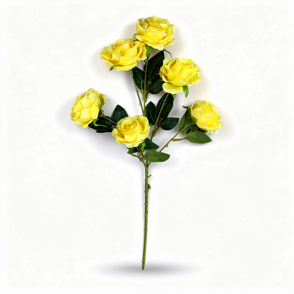 Crenguță Florală Artificială cu 6 Trandafiri 85 cm, Diverse Culori, cu Frunze Decorative Verzi, pentru Decor Interior - 7