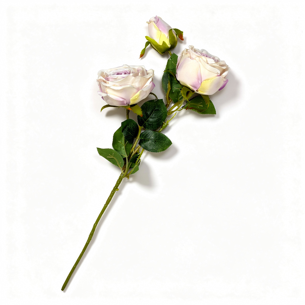 Crenguță Florală Artificială cu 4 Trandafiri 82 cm, Diverse Culori, cu Frunze Decorative, pentru Decor Interior - 4