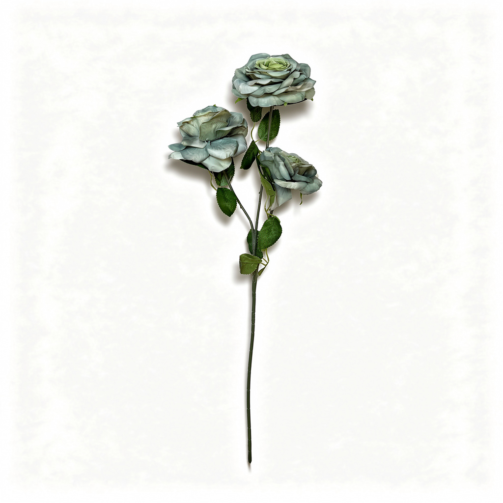 Crenguță Florală Artificială cu 3 Trandafiri 75 cm, Diverse Culori, cu Frunze Decorative, pentru Decor Interior - 3