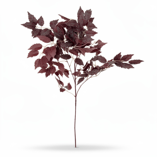 Crenguta artificiala decorativa cu frunze tip artar, 85 cm, 3 culori, Ruyidecor - Bordo