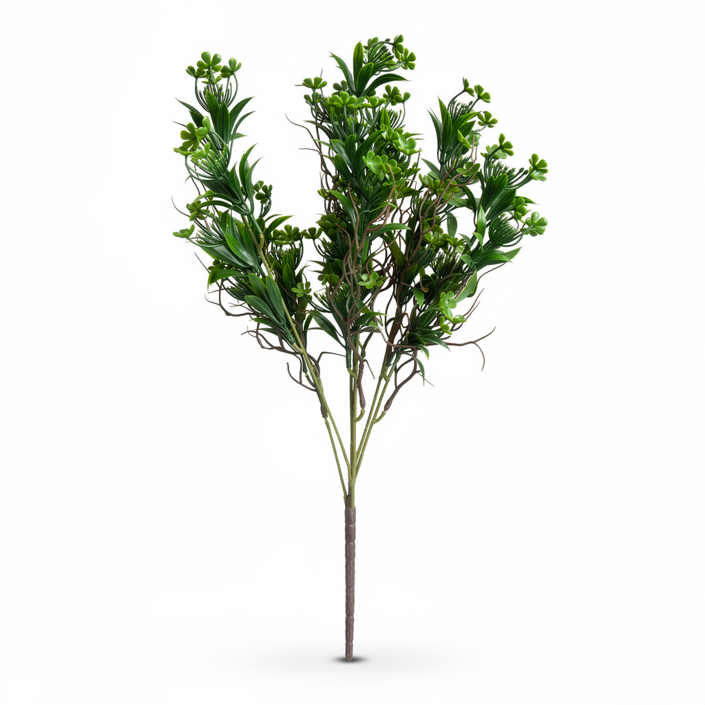 Buchet artificial cu frunze fine si bobite, 55 cm, Ruyidecor