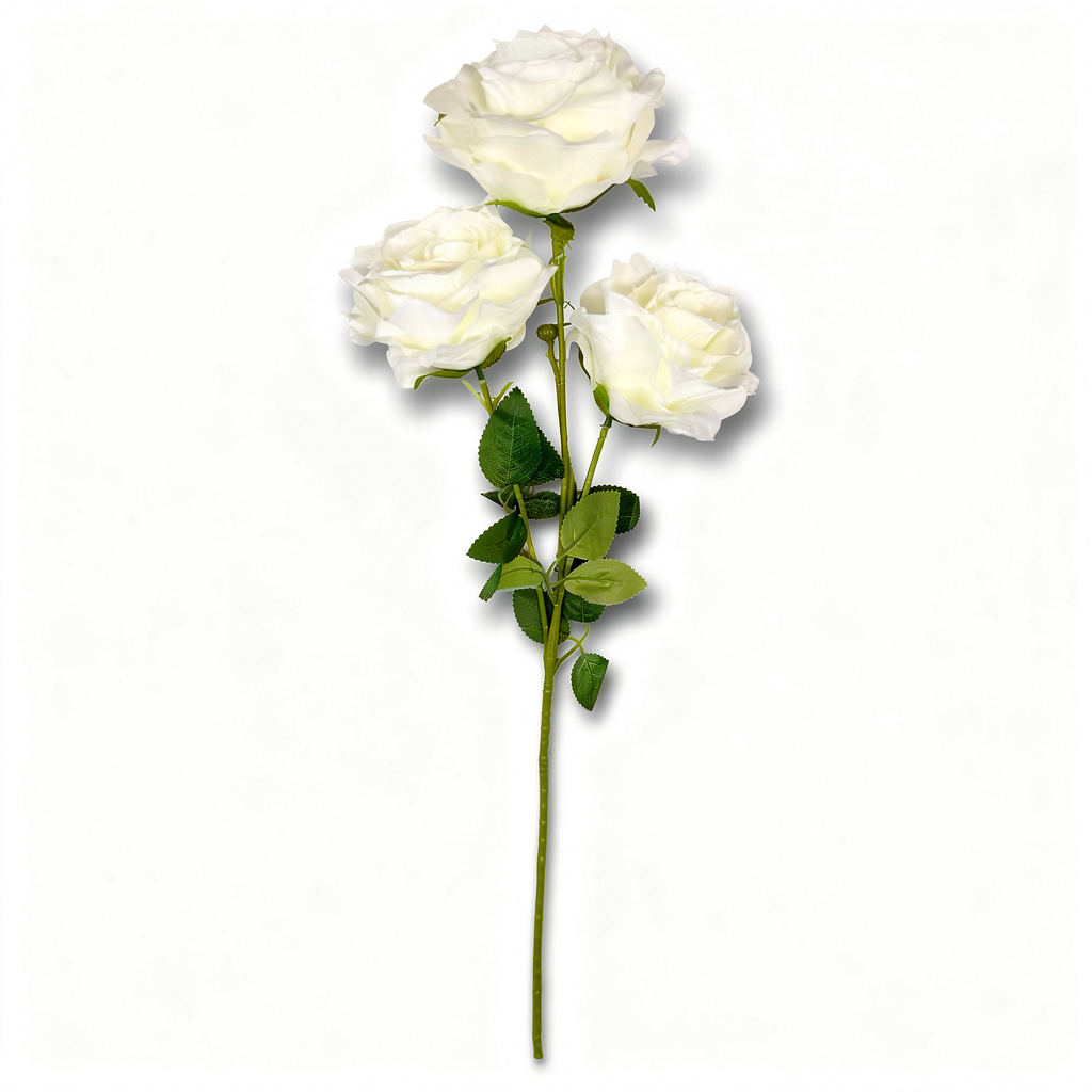 Crenguță Florală Artificială cu 3 Trandafiri 80 cm, Diverse Culori, cu Frunze Decorative, pentru Decor Interior - 4