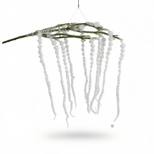 Ghirlanda artificiala curgatoare decorativa, 65 cm, alb sau verde, Ruyidecor - Alb