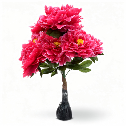 Planta bujor artificiala bogata, 85 cm, Ruyidecor - Fucsia