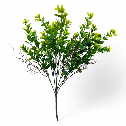 Buchet artificial tip buxus cu varfuri verde deschis, 55 cm, Ruyidecor