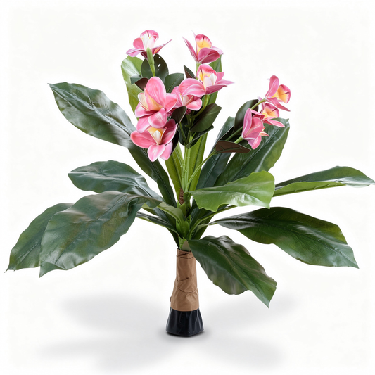 Planta magnolie artificiala decorativa, 85 cm, Ruyidecor - Roz
