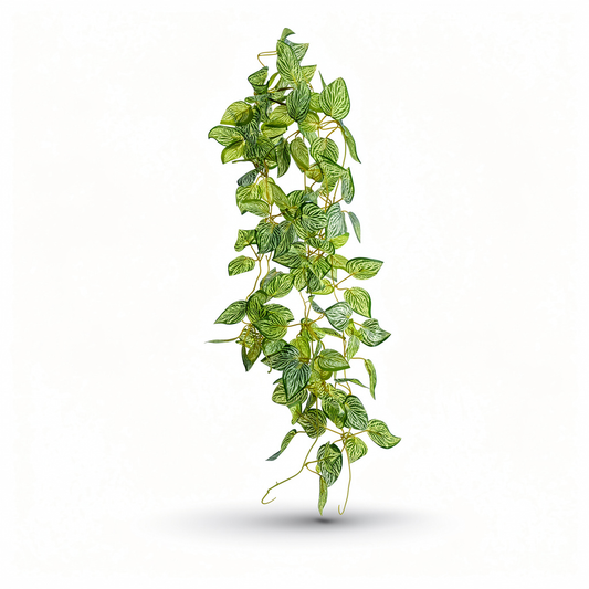 Planta artificiala curgatoare cu frunze ascutite dungate, 90 cm, verde, Ruyidecor