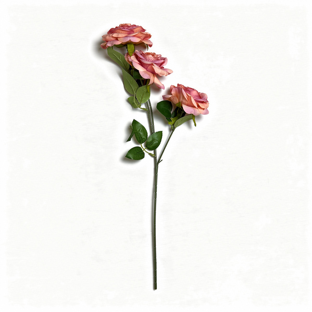Crenguță Florală Artificială cu 3 Trandafiri 75 cm, Diverse Culori, cu Frunze Decorative, pentru Decor Interior - 8