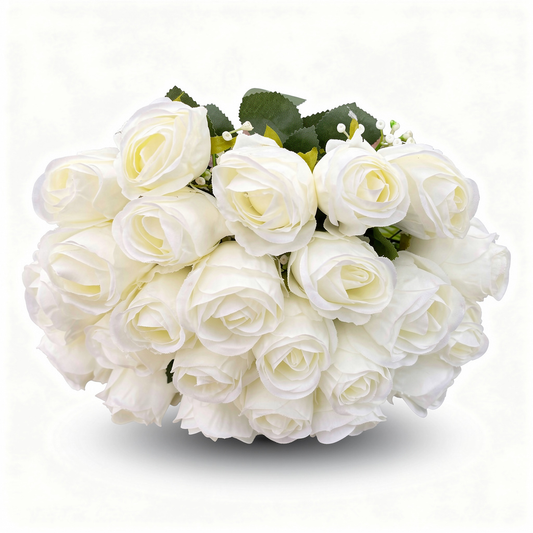 Buchet artificial cu trandafiri, 24 capete, 45 cm, Ruyidecor - 2