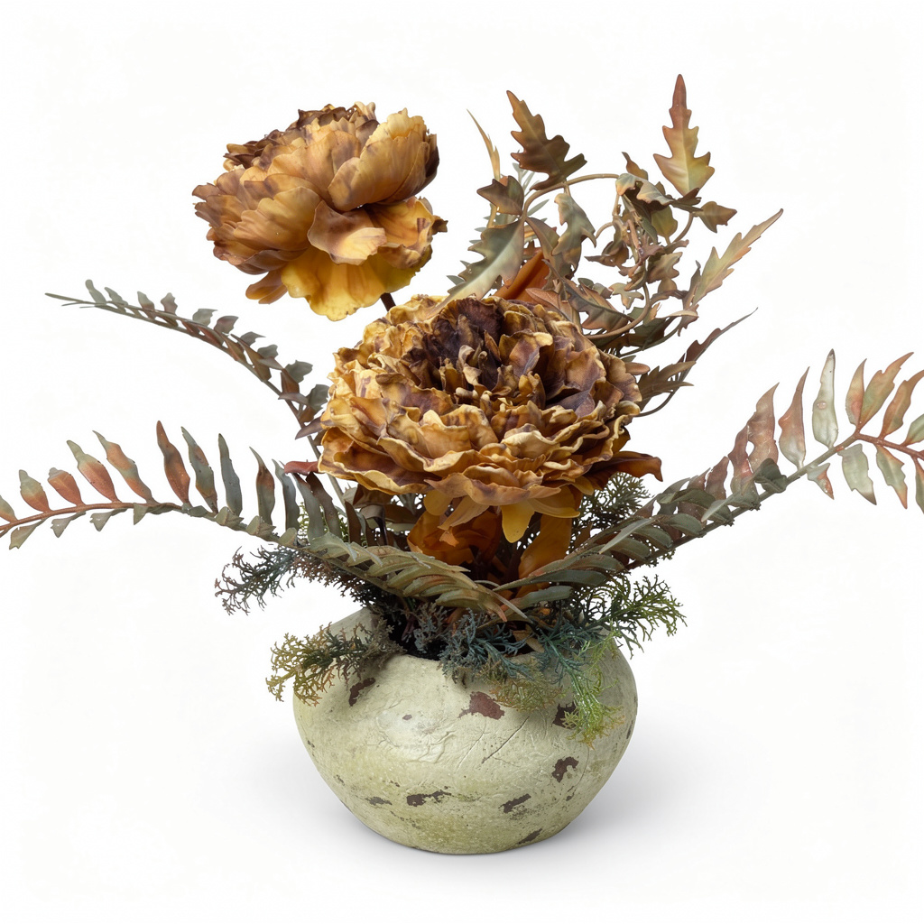 Aranjament floral decorativ artificial în vază, diverse culori, 20 x 40 cm - 1
