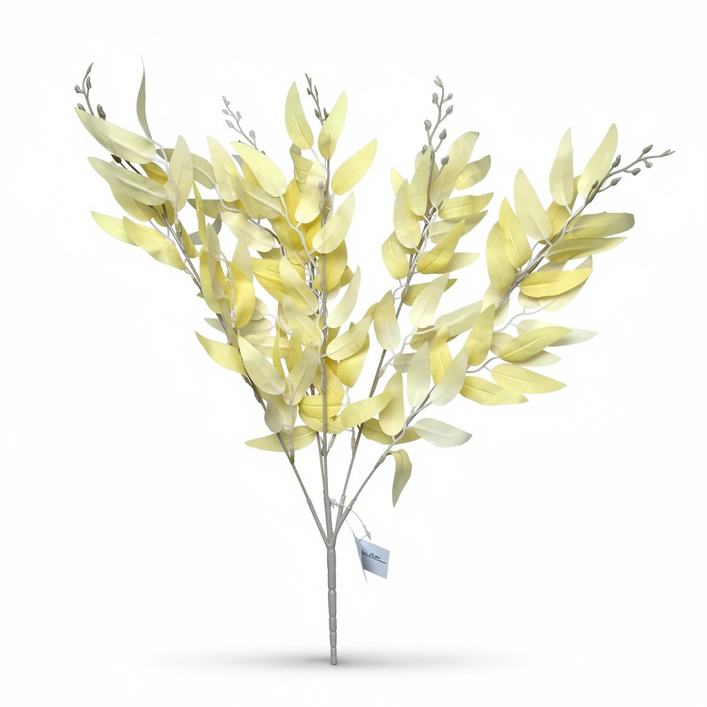 Buchet artificial cu frunze lanceolate si muguri, 45 cm, 3 culori, Ruyidecor - Crem