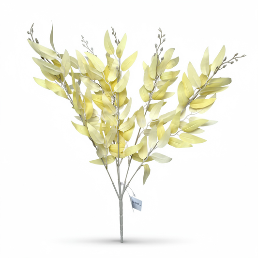 Buchet artificial cu frunze lanceolate si muguri, 45 cm, 3 culori, Ruyidecor - Crem