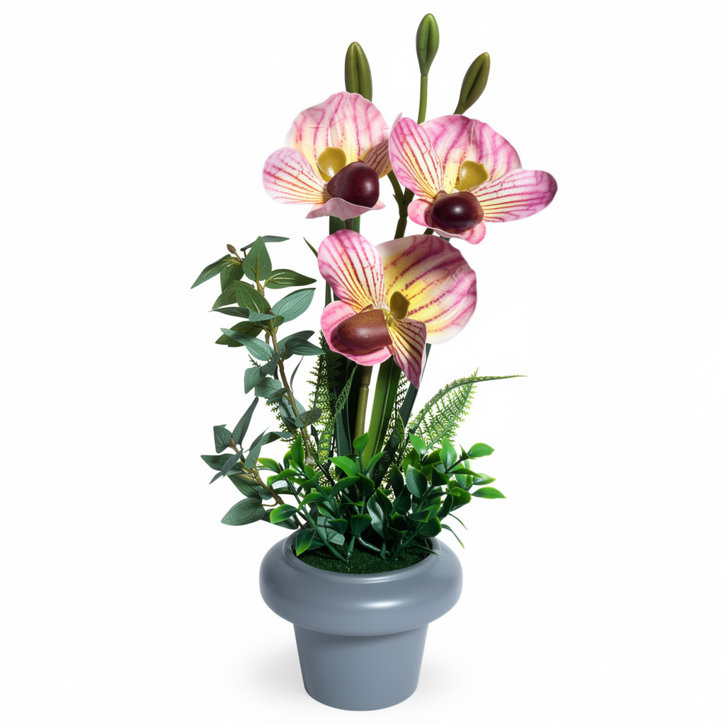 Orhidee decorativă artificială în ghiveci, 48 cm - 1