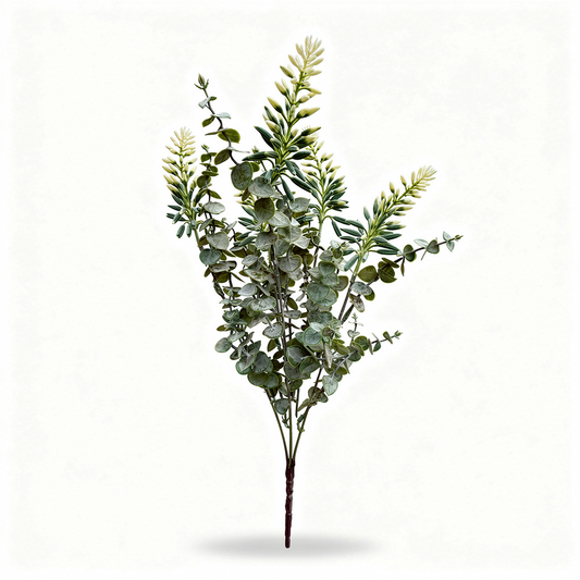 Buchet artificial de eucalipt cu spice dense, 55 cm, verde, Ruyidecor