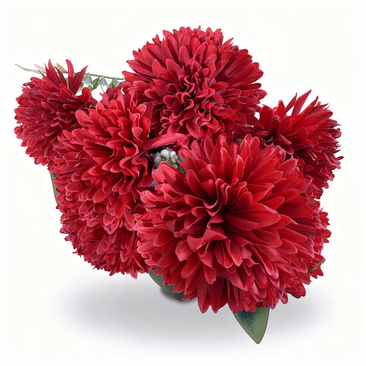 Buchet dalii artificiale, 7 flori, 45 cm, rosu, Ruyidecor