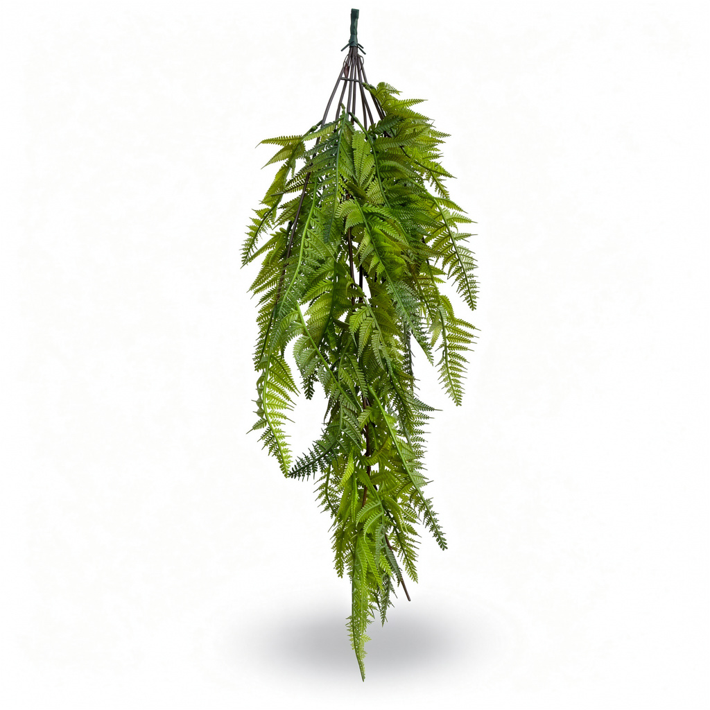 Feriga artificiala curgatoare, 90 cm, 3 nuante de verde, Ruyidecor - Verde natural