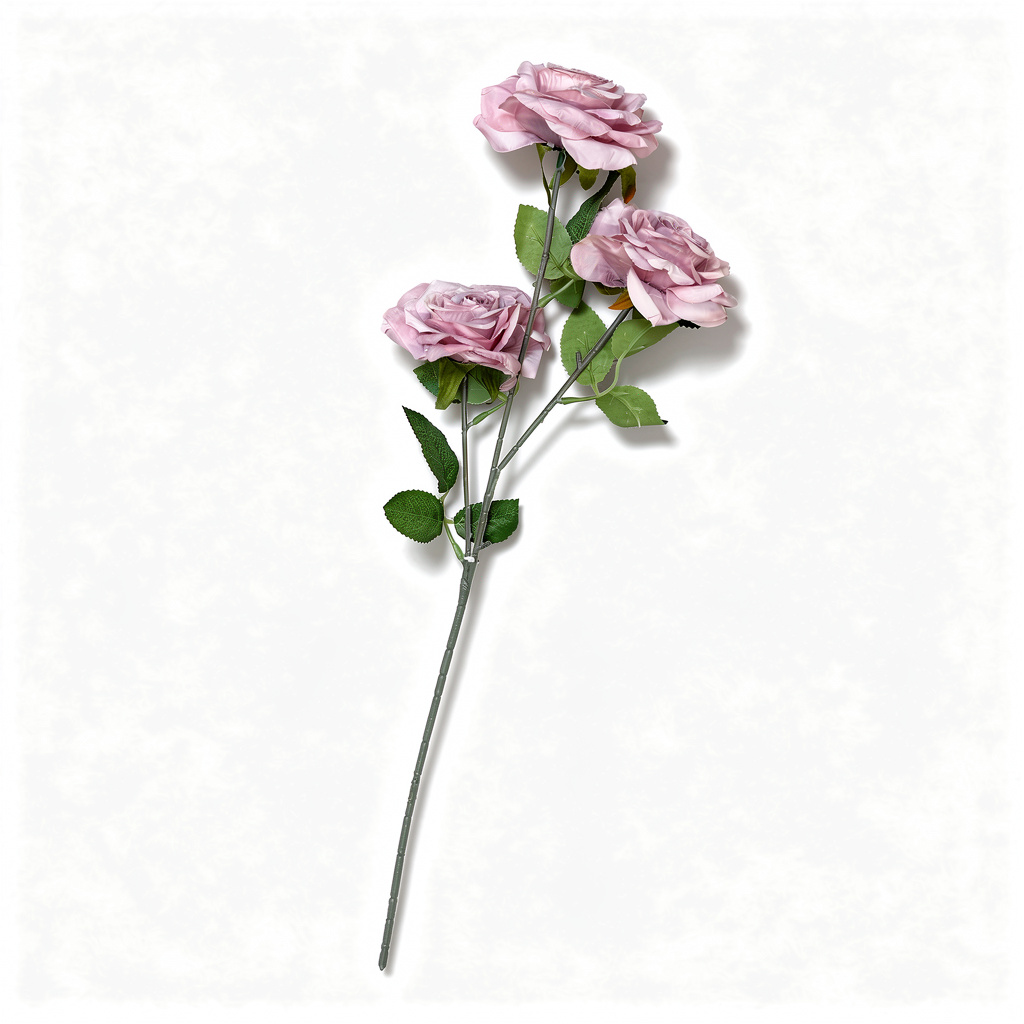 Crenguță Florală Artificială cu 3 Trandafiri 75 cm, Diverse Culori, cu Frunze Decorative, pentru Decor Interior - 2