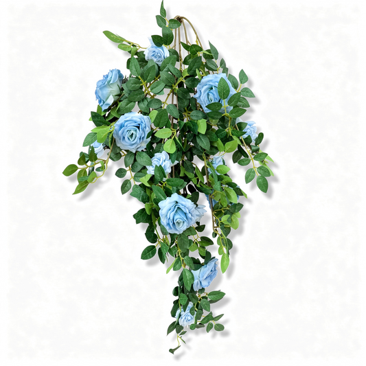 Plantă artificială curgătoare cu trandafiri și frunze decorative, 108 cm, diverse culori, Ruyidecor - 1