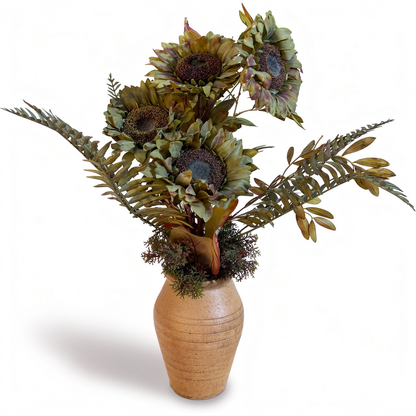 Aranjament floral decorativ artificial cu floarea-soarelui în vază, 20 x 70 cm - 5