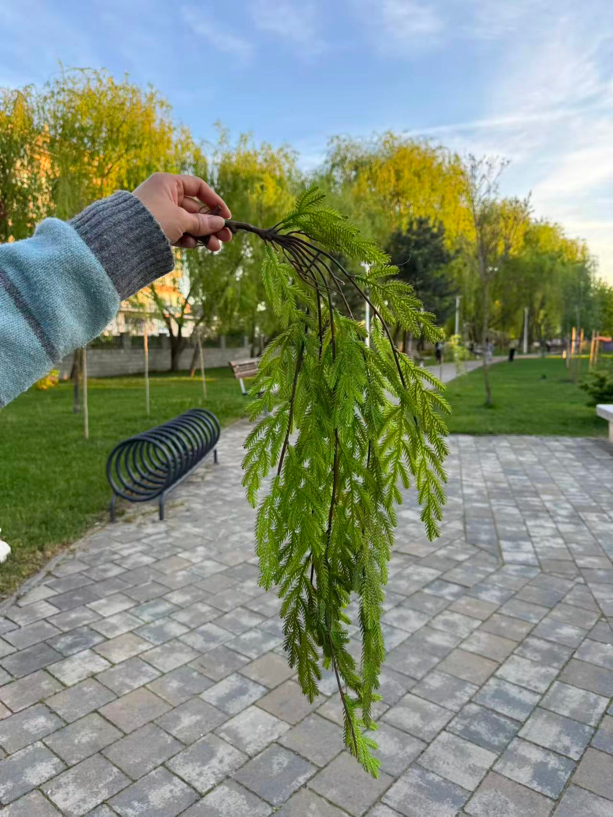 Planta artificiala curgatoare cu frunze inguste, 90 cm, verde, Ruyidecor