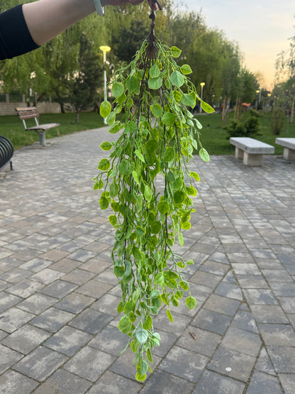 Planta artificiala curgatoare cu frunze in forma de inima, 95 cm, verde deschis, Ruyidecor