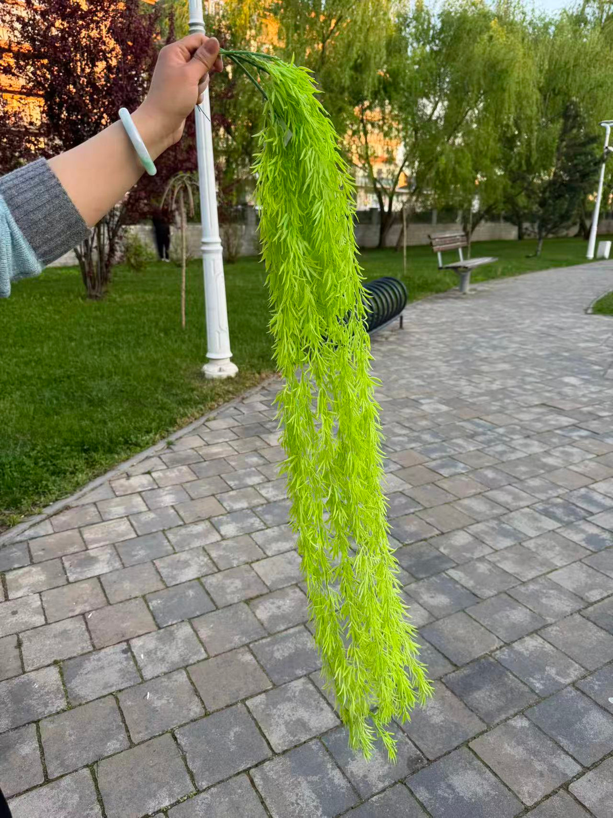 Planta artificiala curgatoare cu frunzis fin, 90 cm, 3 nuante, Ruyidecor