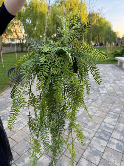 Planta artificiala suspendata tip feriga cu suport sferic, 90 cm, Ruyidecor