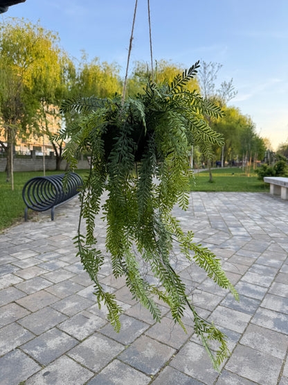 Planta artificiala suspendata tip feriga cu suport sferic, 90 cm, Ruyidecor