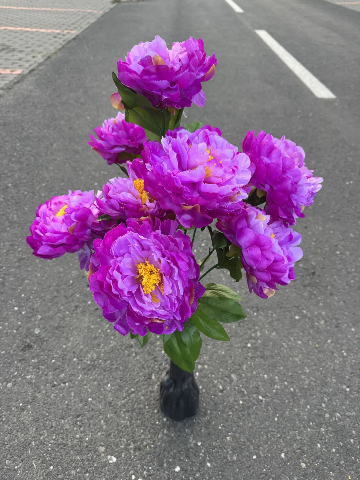 Planta bujor artificiala cu 7 flori, 85 cm, Ruyidecor