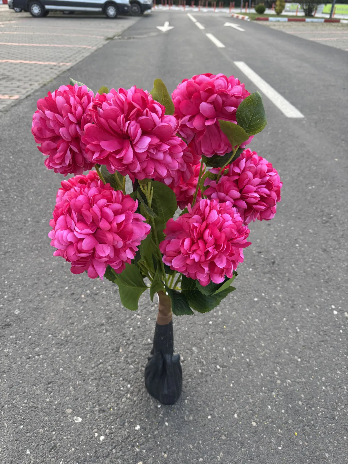 Planta bujor artificiala cu 7 flori, 85 cm, Ruyidecor